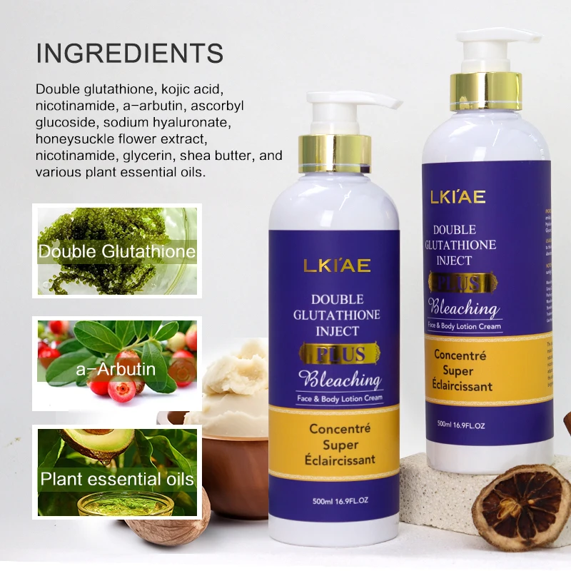 Private Label Natural Double Glutathione Collagen Hydrating Whitening Body  Lotion for All Skin Type
