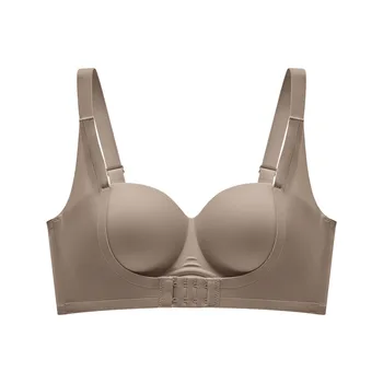 Seamless Women's Push-Up Bra with Adjustable wireless Small Bust Enhancement Anti-Sag No Steel Ring Solid Pattern Breathable