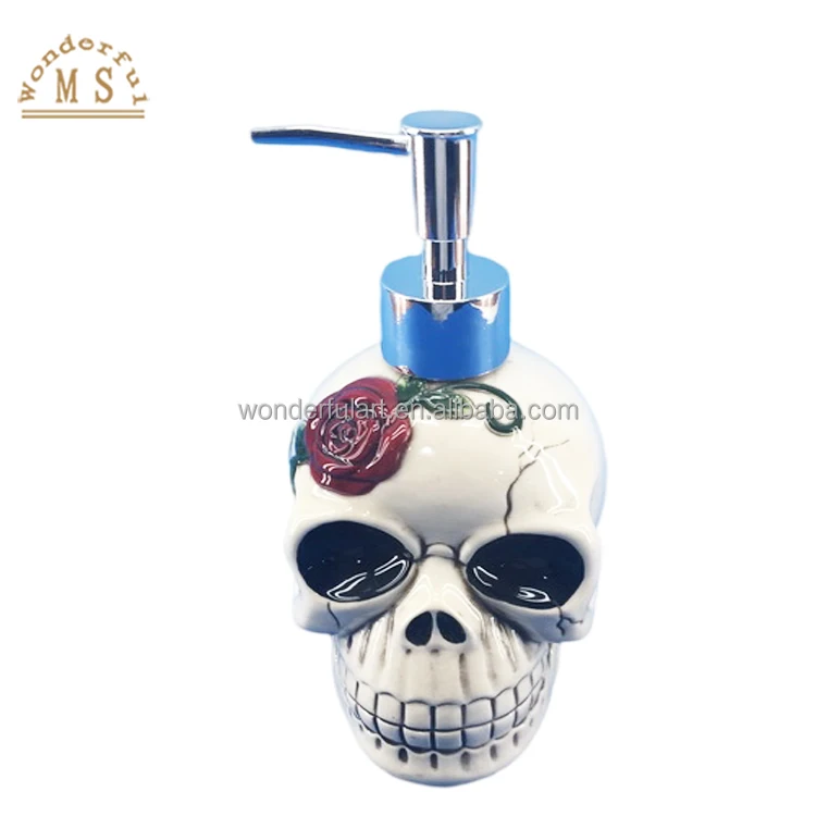 Skull Ghost head ceramic Soap Dispenser Gift modern Style Bathroom accessories Sets for daily shower Homeware