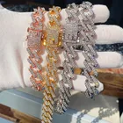 Bracelets CAOSHI 2022 Luxury Geometry CZ Cubic Cuban Silver Gold Hip Hop Link Chain Bracelets And Necklaces For Men Women