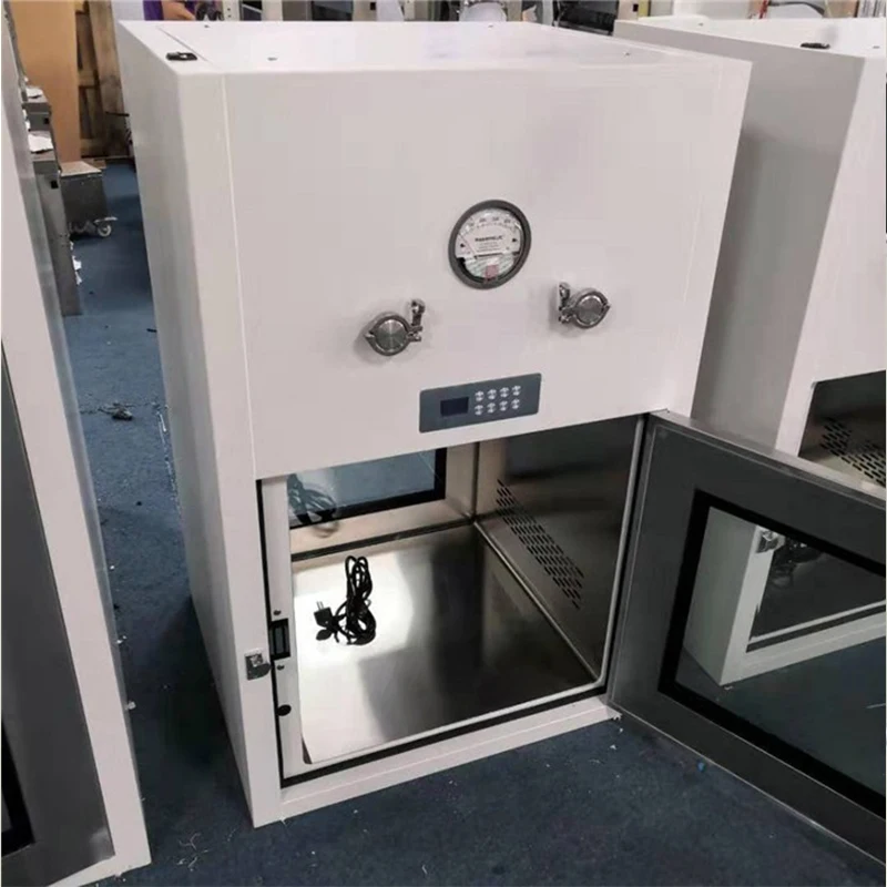 Cleanroom  Pass Box Dynamic Operation Display Hooked Mechanical Interlock Static Type Pass Box
