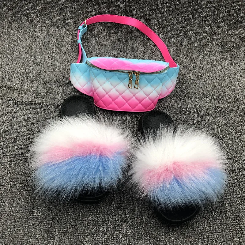 luxury fur slides