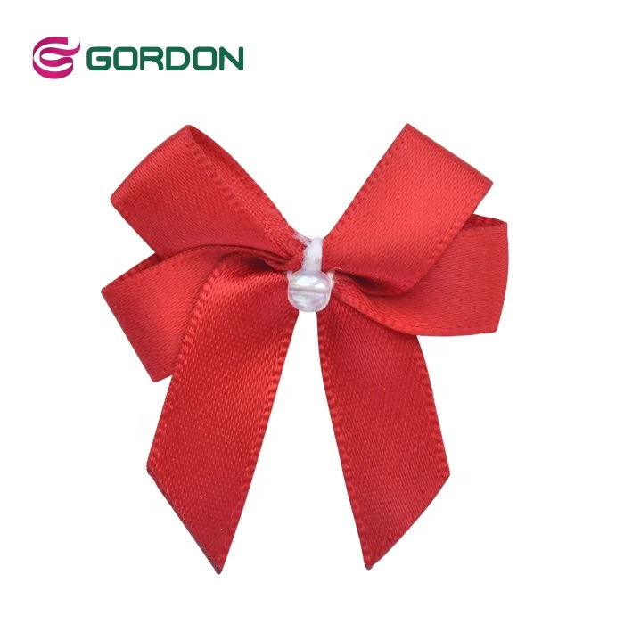 Custom Good Quality pink Color Pre Made Mini Satin Ribbon Bow