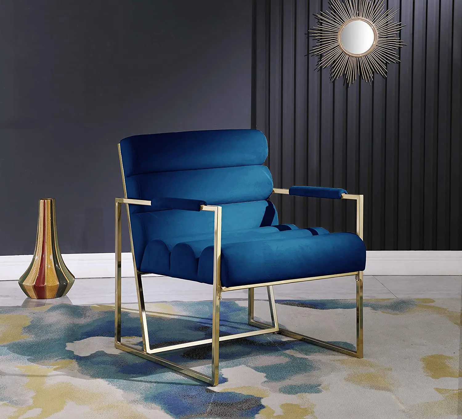 2021 Luxury Living Room Lounge Chair Gold Stainless Steel Grey