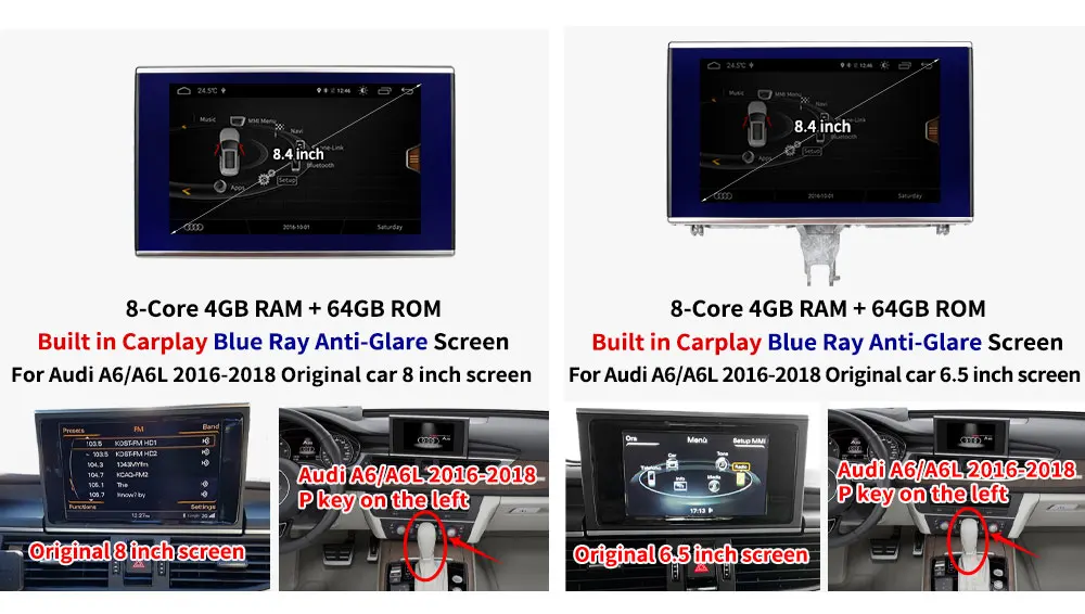 Krando Android 10.0 8.4'' navigation system for Audi A6 A6L 2012-2018 radio gps multimedia system audio player