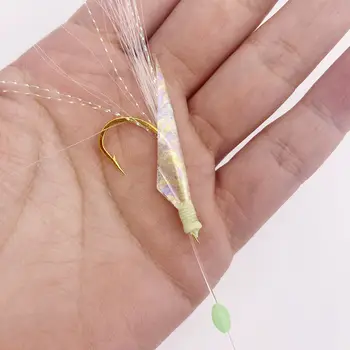 CHEERY Real Fish Skin Flasher String Hooks Sabiki Rig for Ocean Boat Fishing Luminous Soft Shrimp Eel & Octopus Hook – Soft Lure – view 3