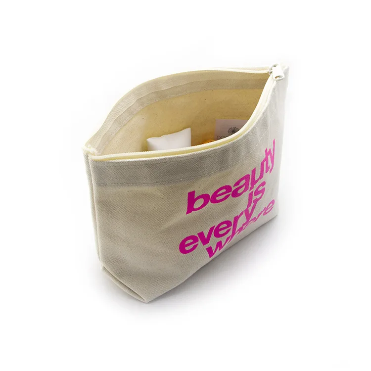 Hot Selling Ins Fashion Cheap Travel Storage Change Key Pen Recycle Eco Bag Cosmetic Bags Custom Logo Cotton Canvas Bag with Zip factory