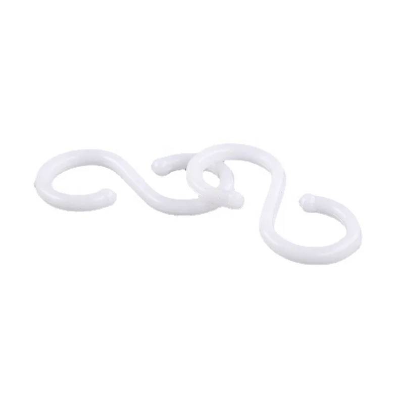 Plastic Large S Shape Hook Multi Purpose White for Door Back Hanging Clothes Kitchenware Bathroom Nail Free S Hook