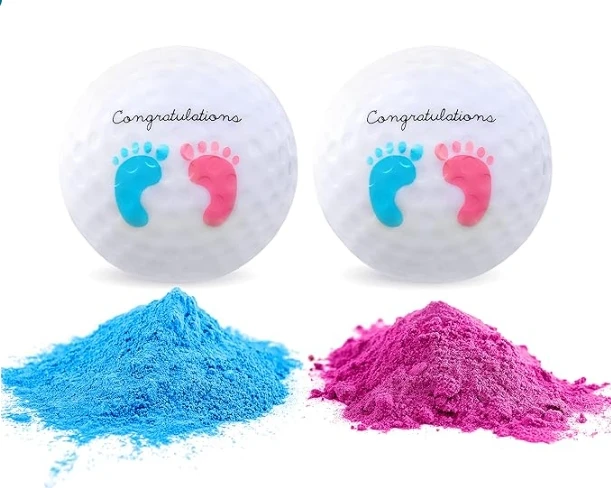 Gender Reveal Exploding Golf Balls Set for Gender Reveal Parties Pink and Blue Balls with Footprints