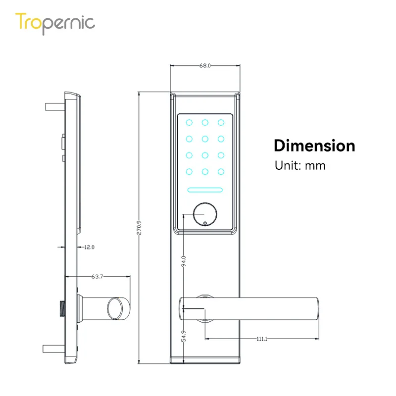 Intelligent Keypad Deadbolt Electronic Door Lock with Remote Control Push Pull Smart Door Lock