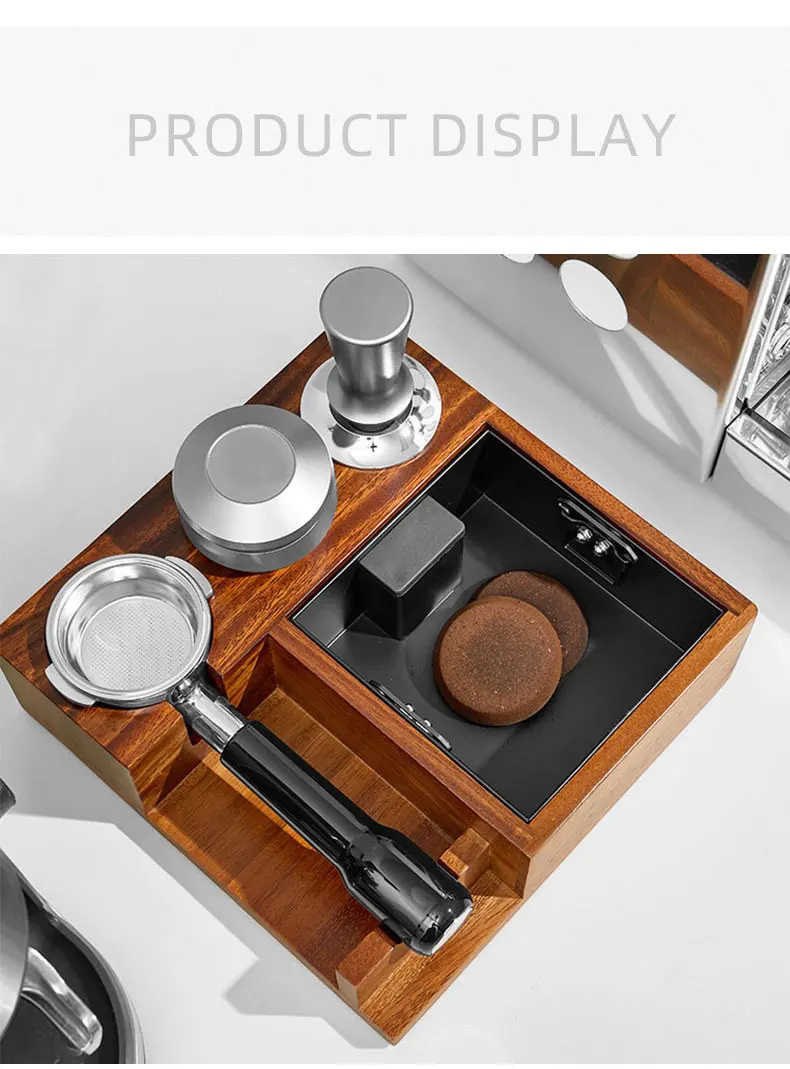 2023 Stainless Steel Wooden Eco-Friendly Stocked Tamper Station for Portafilter Coffee Residual Disposal Multifunctional Holder