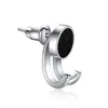 8MM Black ear studs 1 pair