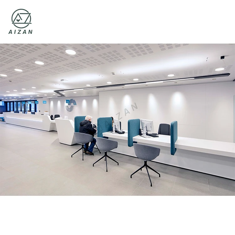 2023 New Front Desk Counter Modern White Bank Reception Desk Counter Custom Checkout Counter