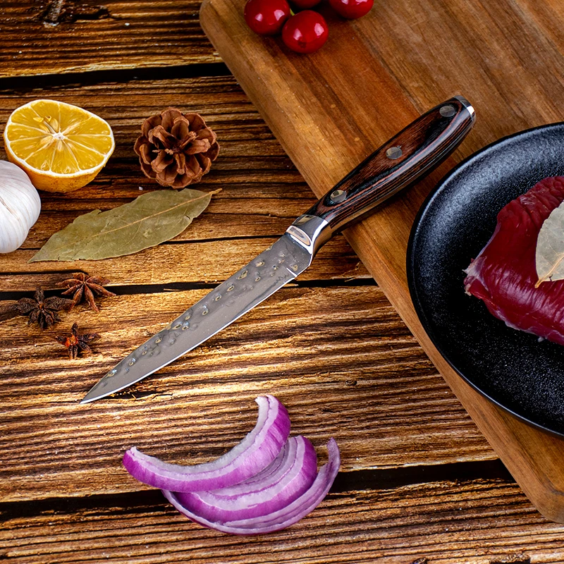 Customization Stainless Steel Pakka Wood Handle Chef Knife Set Forged 5 PCS Kitchen Knife Set