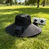 Gorra con ventilador solar y 2 ventiladores cuadrados - Negro sólido
