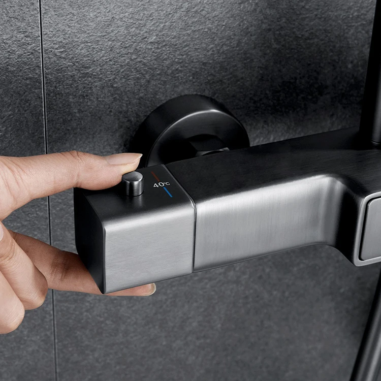 Juego de sistema de ducha con llave de piano cromado para baño