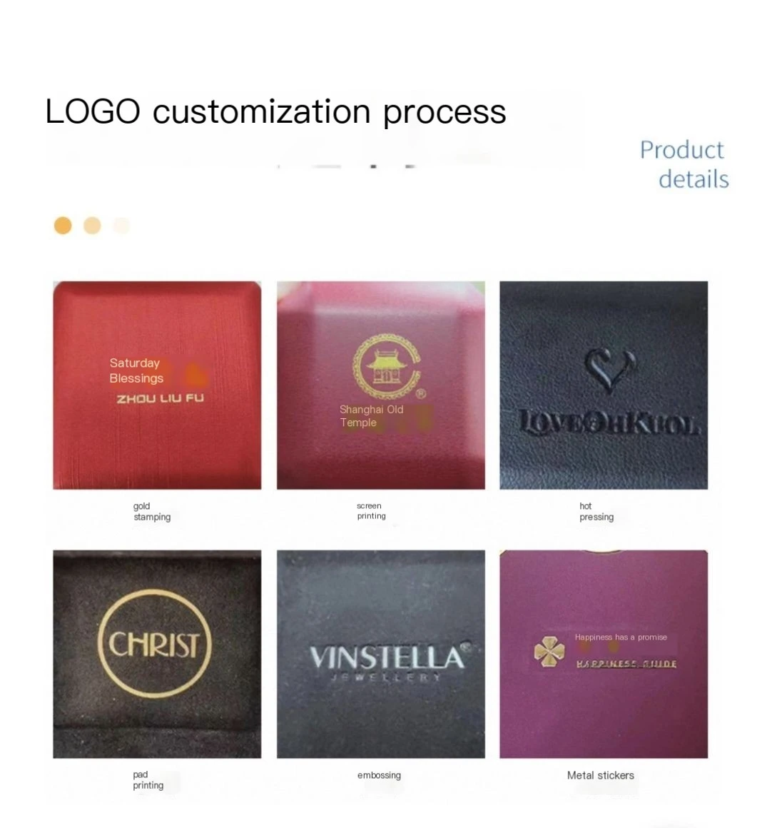 Luxury Elegant LED Light Rectangle Jewelry Box Square Pattern Leather Ring Necklace Packaging Premium Storage Solution preview 5
