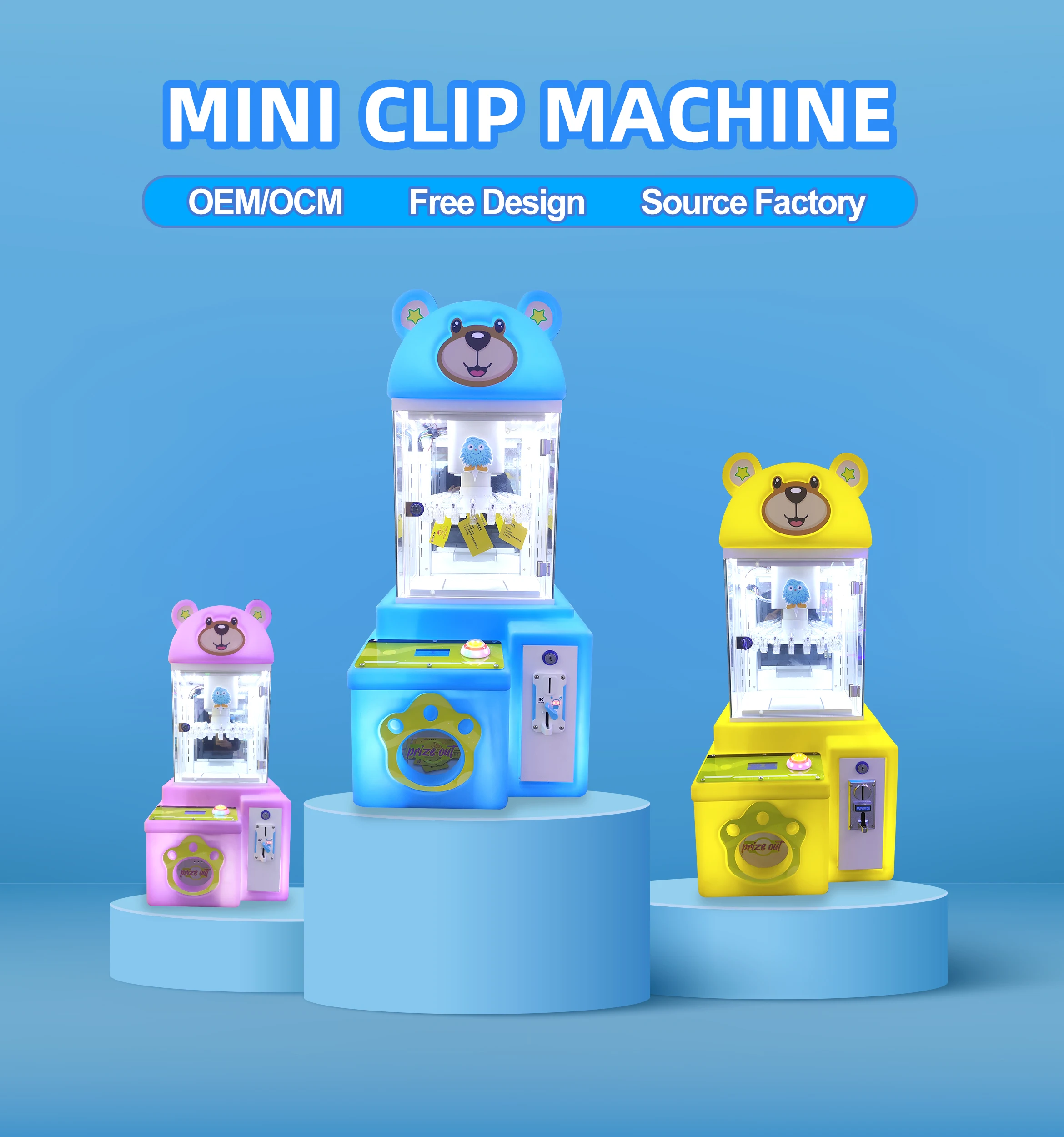 Customized Low Price Gift Game Machine Coin-Operated Automatic Clip Game Machine Mini Clamp Machine