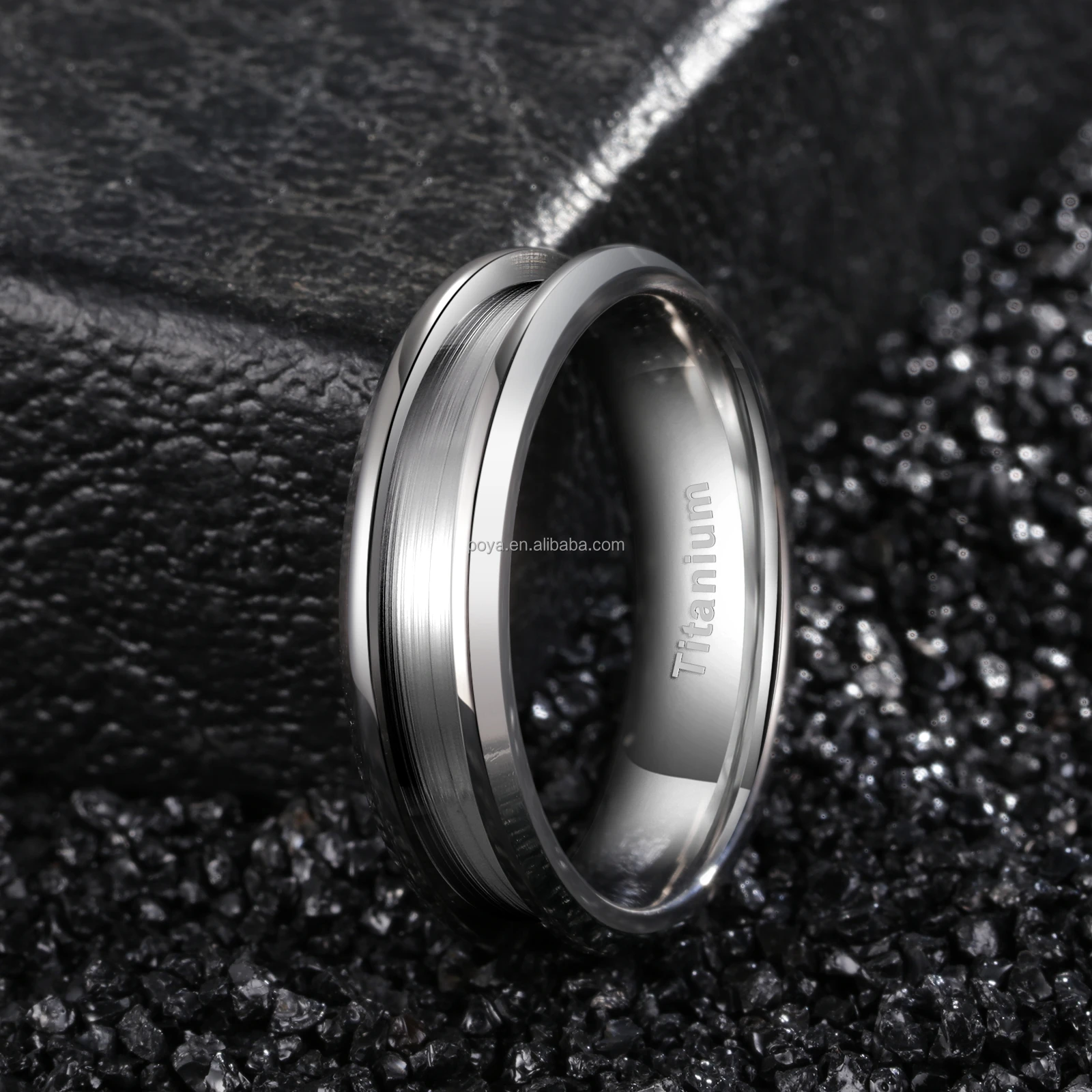 Poya High Polished Titanium Blank Ring For Inlay 8mm 6mm 4mm ...