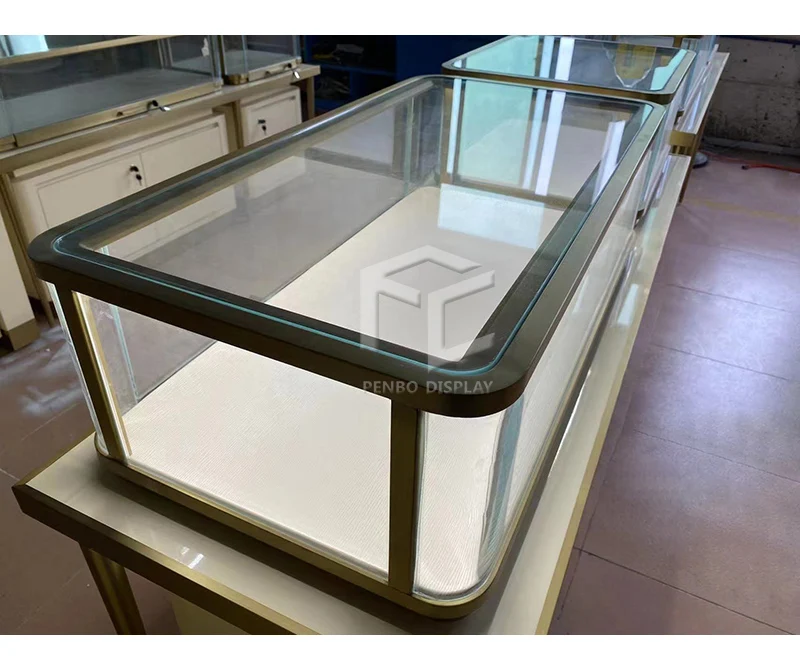 Luxury Jewelry Showcases Glass Display Table With Drawers Custom Glass