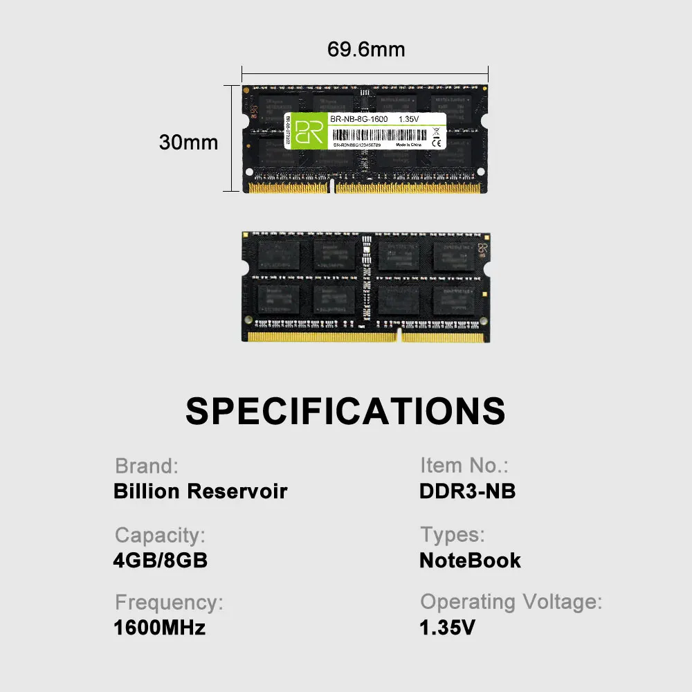 BR Factory Ram Ddr3 2gb 4gb 8gb 1600mhz Sodimm Memoria Ddr3 4gb Ram Laptop 8gb Ram Ddr3 8gb