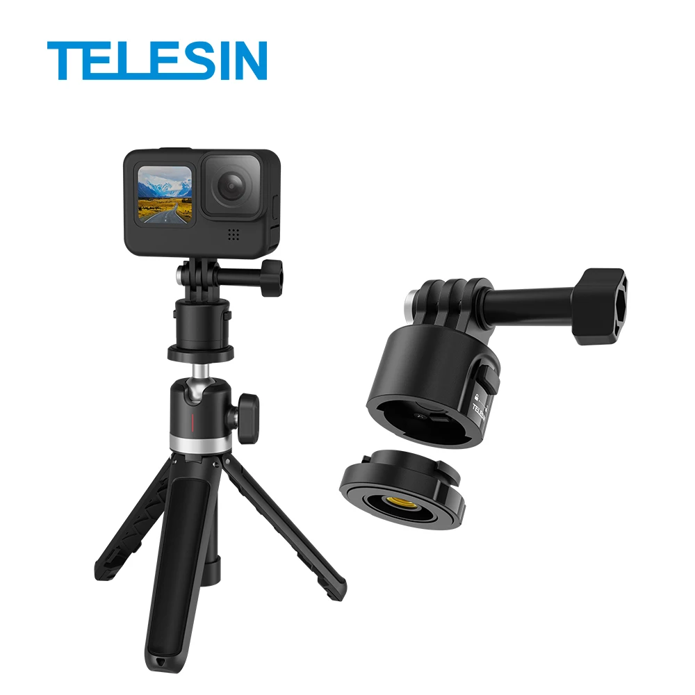 Telesin Set adaptor kamera magnetik, cepat dilepas untuk GoPro DJI Action  dan Insta360 Ace Pro Go2/3 -- Go Pro aksesoris