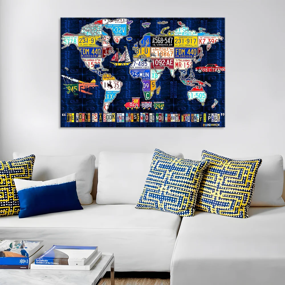 Vintage World Map Canvas Painting Printing Poster Earth Wall Pictures for Living Room Modern Nordic Decoration Art Home Decor