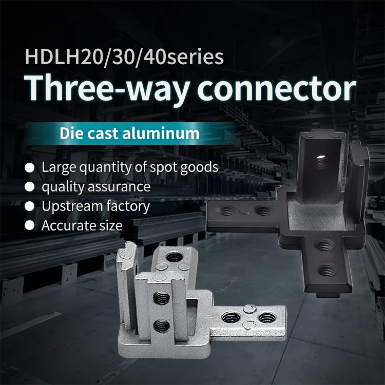 Three Way Connector 4040 Aluminum Profile Accessory L-shaped Right Angle Connector Hidden Bracket Cast Aluminum Fixing Seat factory