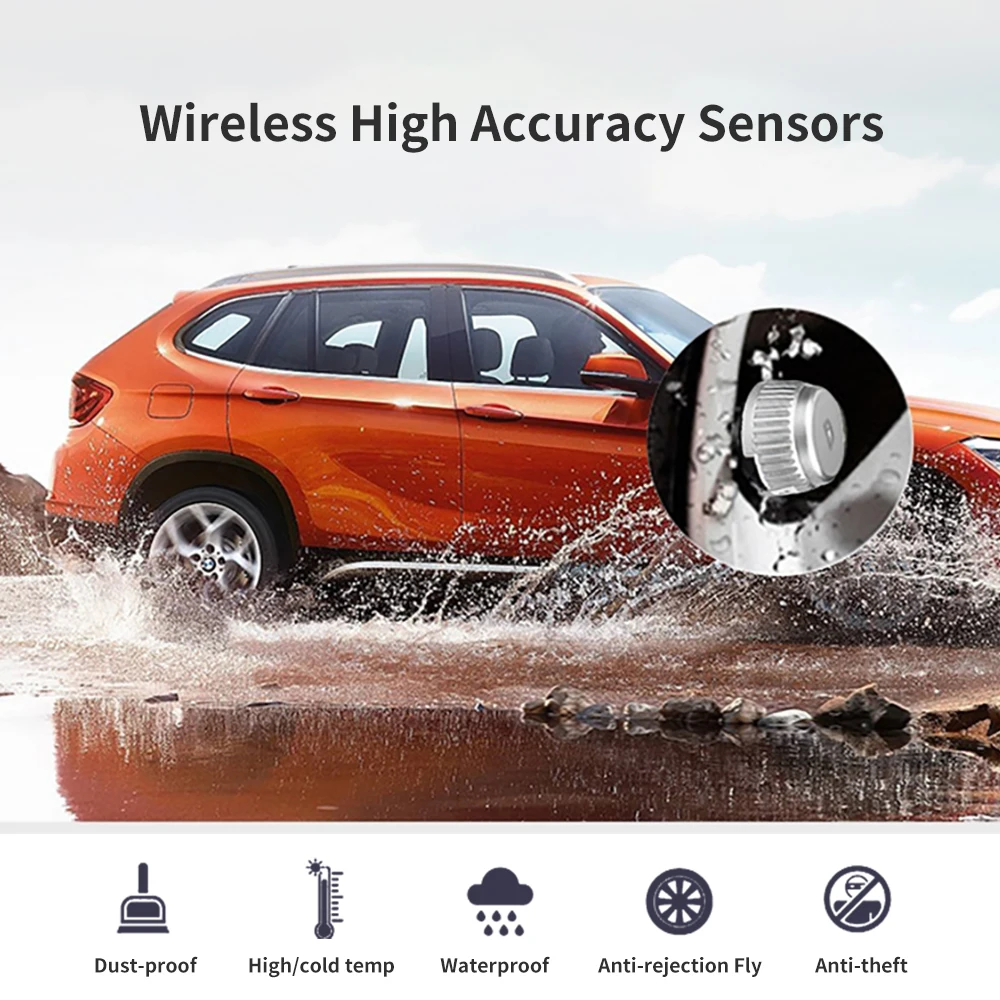 SPY Digital Tire Pressure Sensor Internal Tpms for Android Auto Screen Car HUD Display Solar Monitoring Tire Gauges