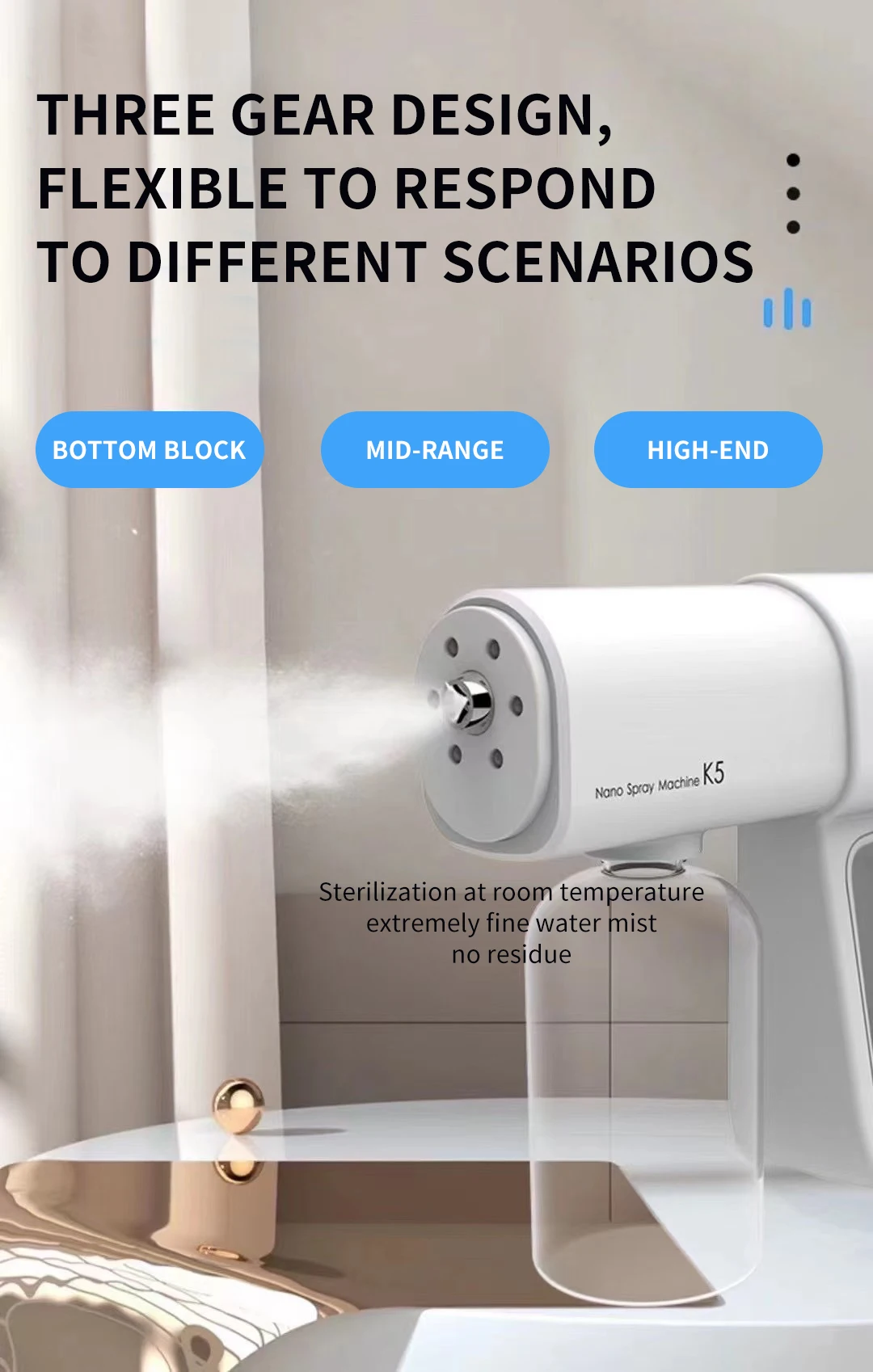 Handheld Wireless Rechargeable Atomizer Large Capacity Electric Adjustable Nozzle Air Freshener Sprayer Fogger Machine for Home