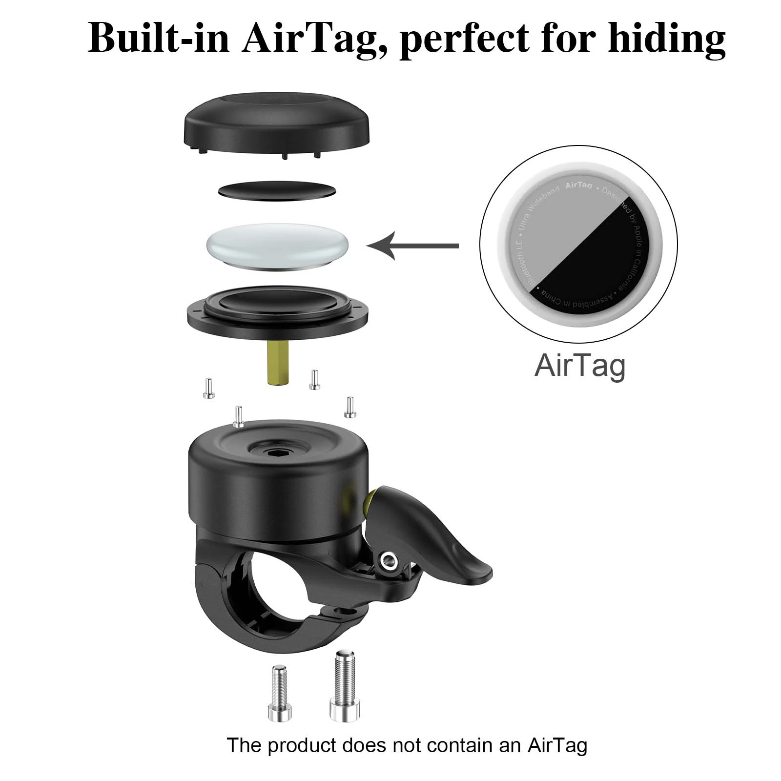 Bicycle Bell For Airtag Bike Mount Gps Tracker Waterproof Brass Holder