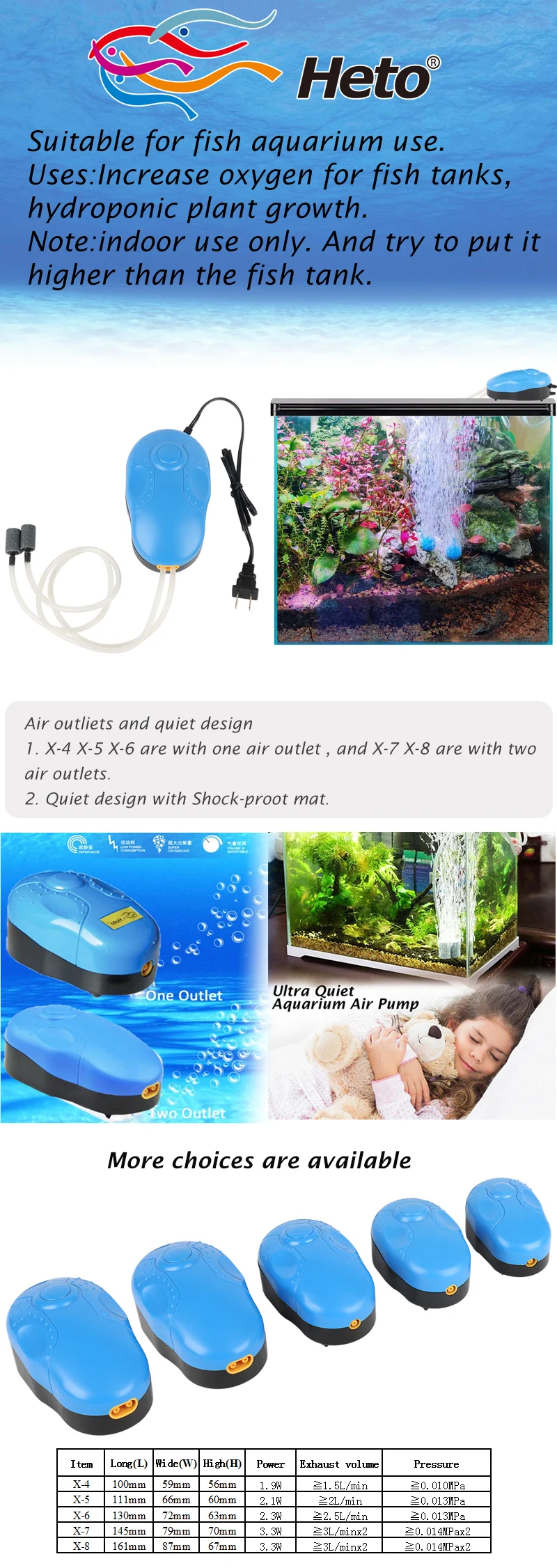 Heto Factory Price Wholesale Mini Small Aquarium air Pump,air Aquarium Pump for Aquarium air Pump