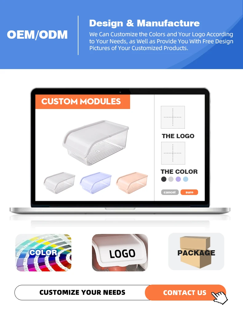 product wanuo food grade material fridge food storage container clear plastic fridge organizer 6l fridge organizer-6