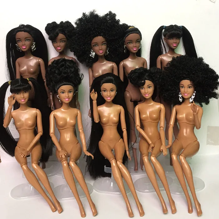 Can be customized 11.5 “black skin plastic doll black americans African  doll black doll