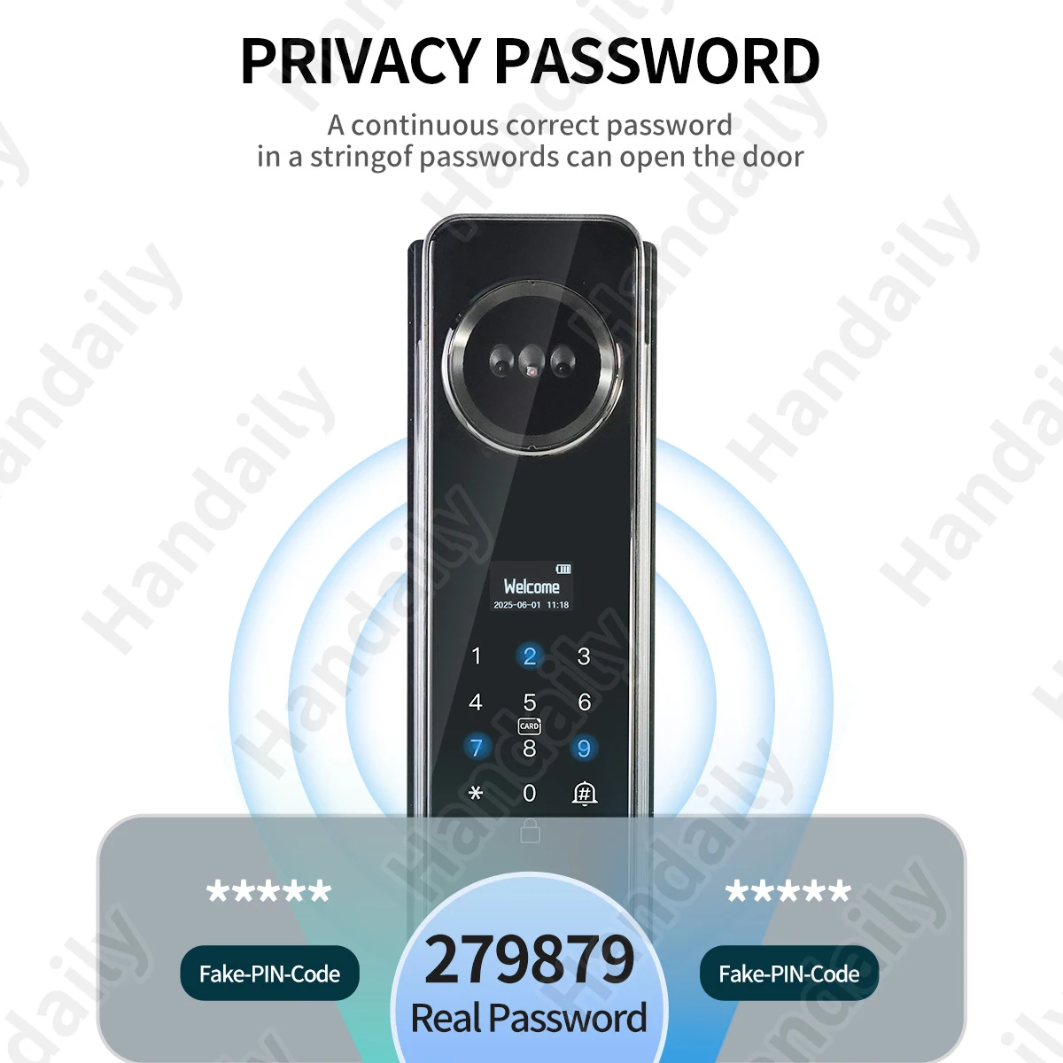 HanDaily Video Intercom 3D Face Authentication Fingerprint Door Lock Easy to Install Tuya Smart Lock Smart Home Products H26