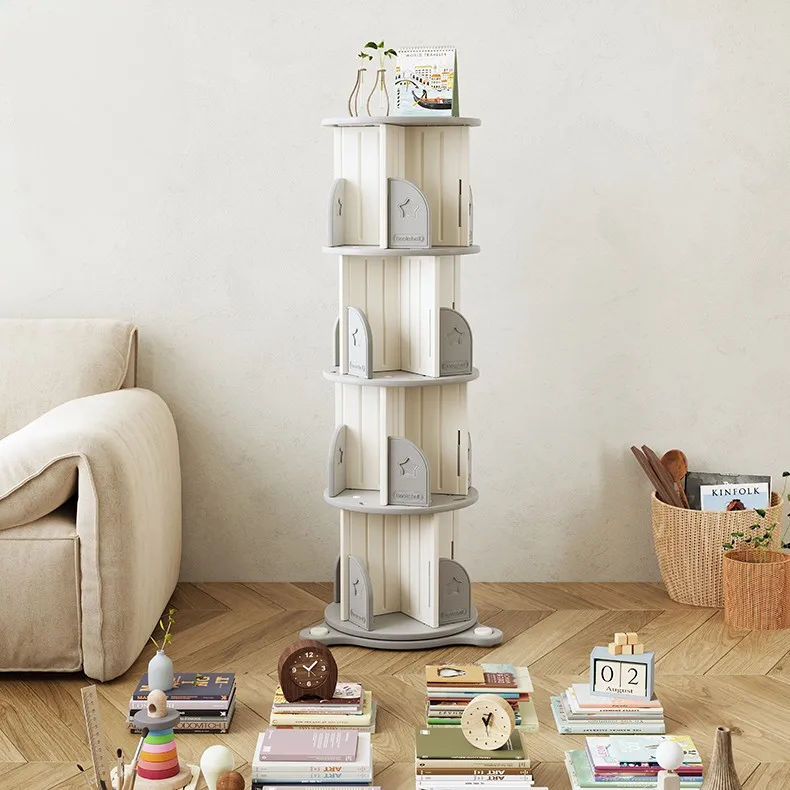 Rotating Bookshelf Floor 360 Degrees Library Furniture Book Racks for Home Round Bookshelf