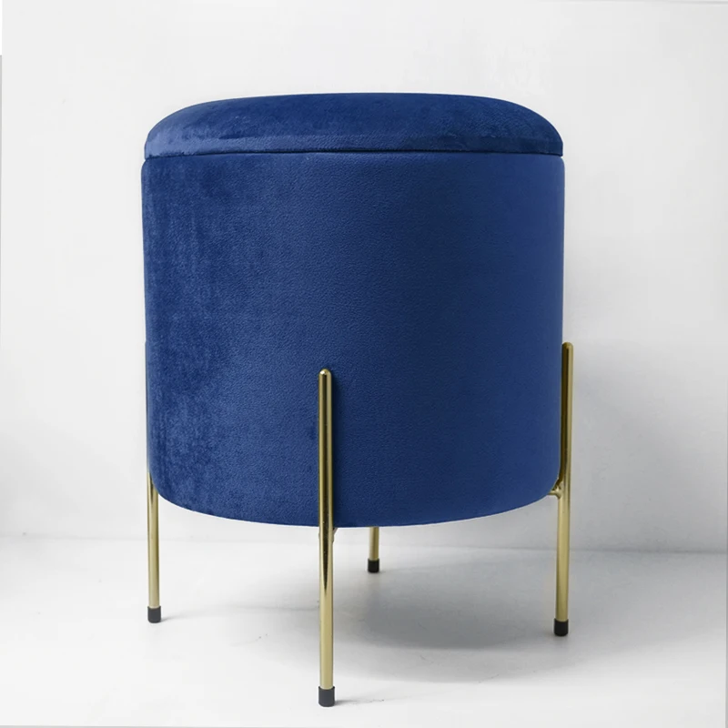 Stool New Sale Dining Round Modern Indoor Home Luxury Foot Step Living Room Furniture Gold Metal Chairs Velvet Ottoman Stools