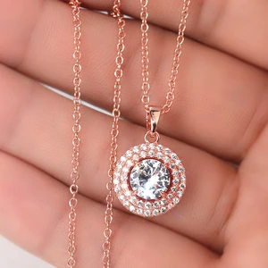 Customizable 925 Sterling Silver Lab Created Moissanite Pendant Necklace 1ct-3ct Gold Plated Trendy Women Party Chain Jewelry