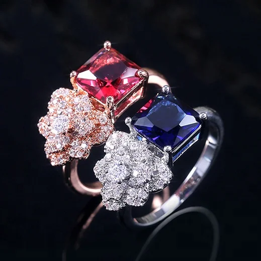 red and blue diamond ring