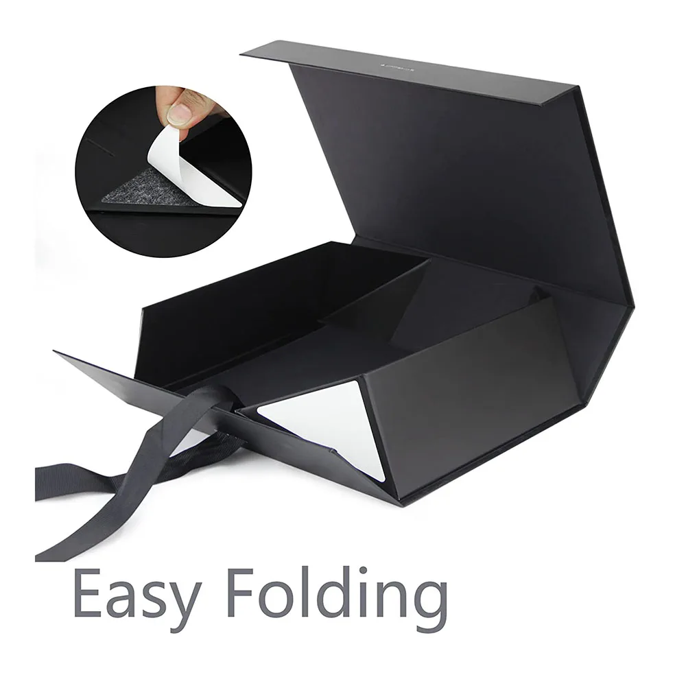 Free Sample Custom Ribbon Gift Box With Lid Collapsible Paper