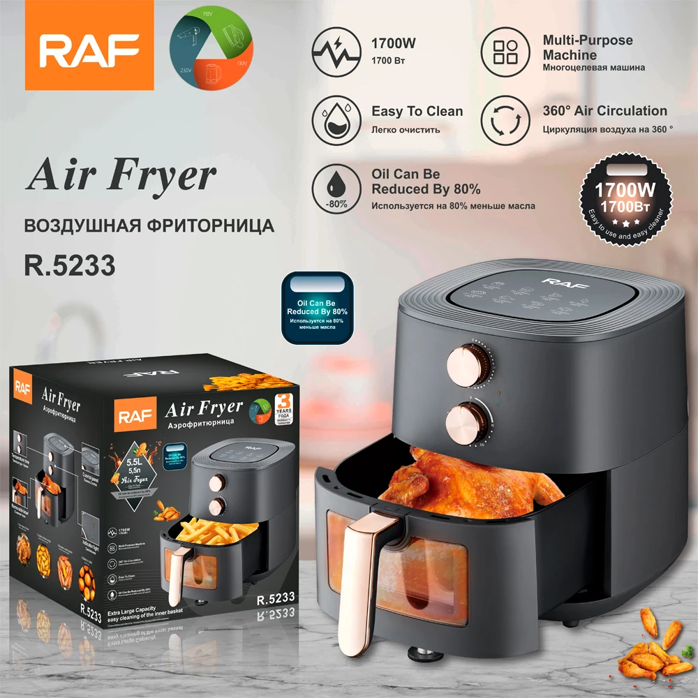 Multifunction 5.5L air fryer Oven Electric Fryer Without Oil Air Fryers With Visible Window