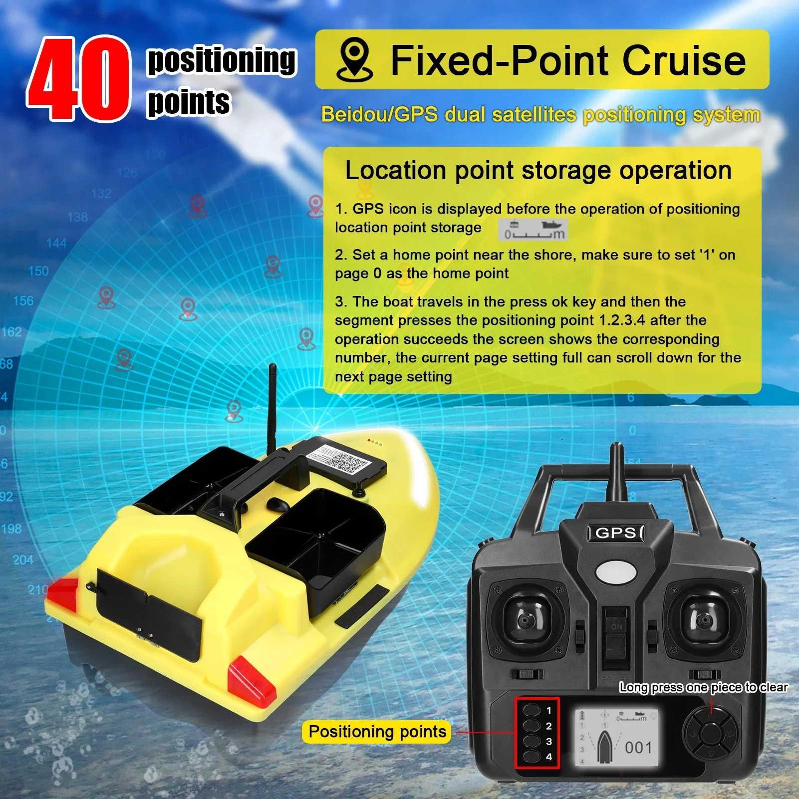 Flytec V020 Bait Boat GPS Fishing Bait Boat 500M With 3 Bait Tanks Fish Finder 2KG Loading Automatic Cruise/Return Fishing Boat