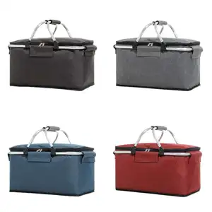 Picnic Basket Fruit Storage Cooler Bag Portable Insulated Picnic Bag Basket Portable Folding Food Basket Incubator Ice Bag