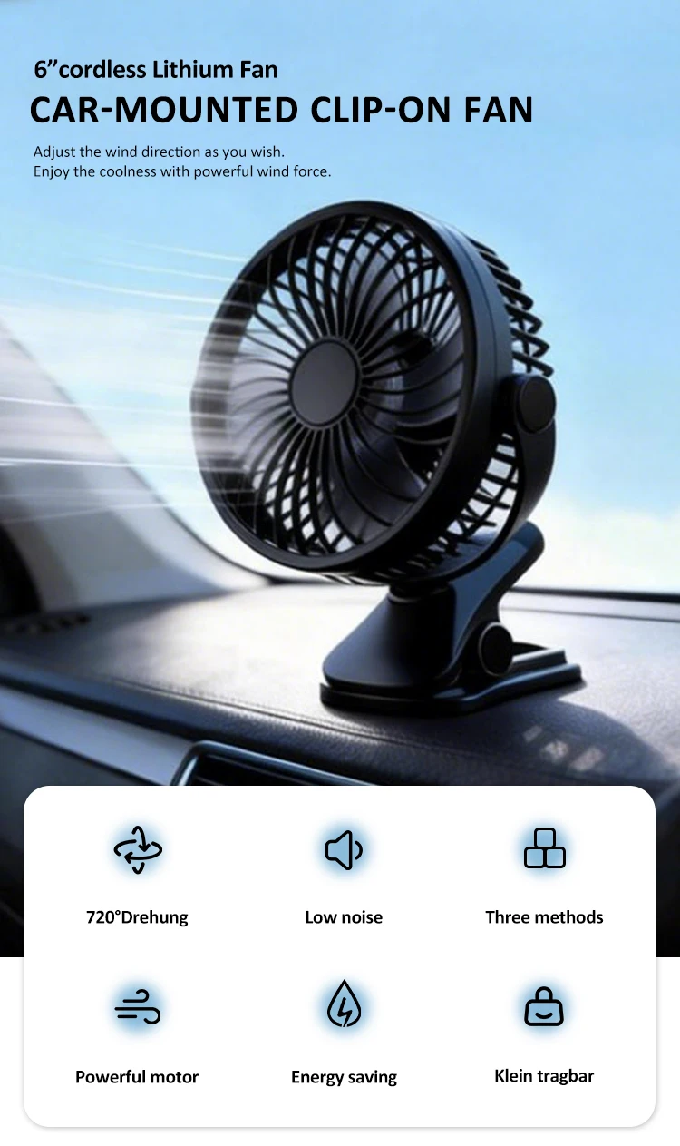 Usb Mini Clip Fan, Plastic, 4000mAh, Portable - detail 2