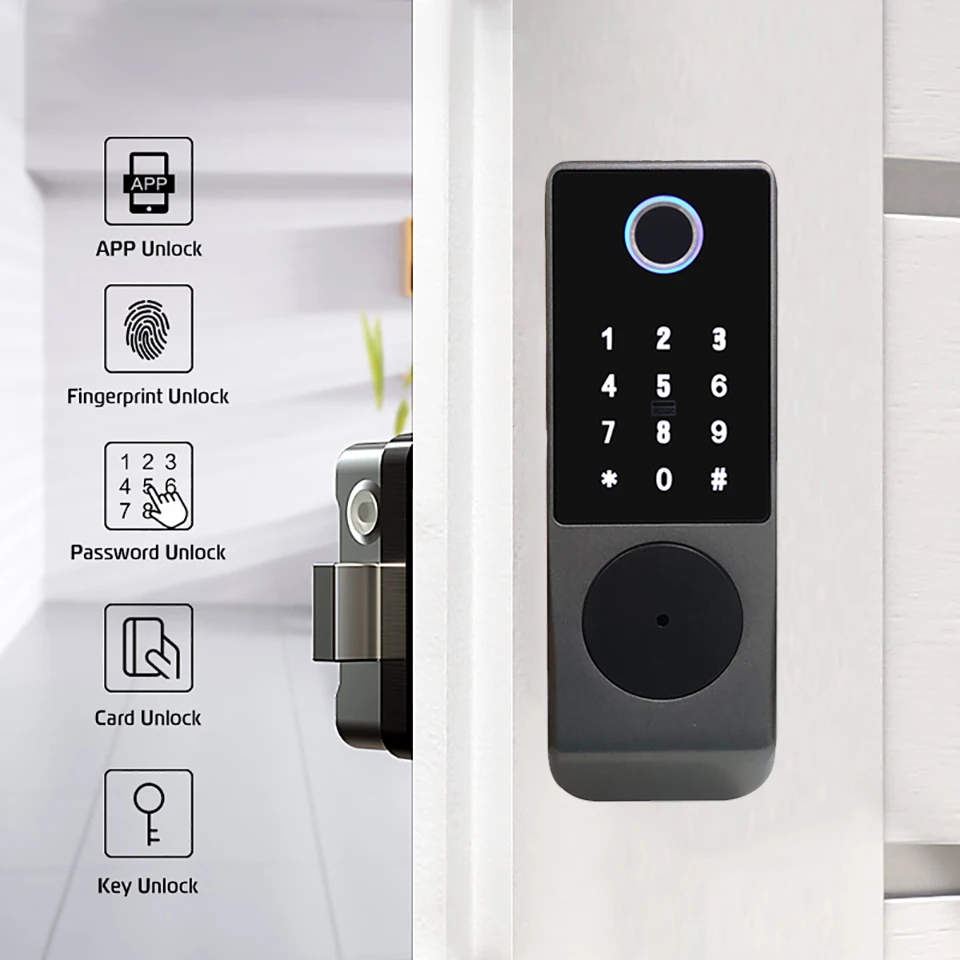 Tuya App Smart Doorlock Waterproof Outdoor Gate Rim Lock Wifi Double