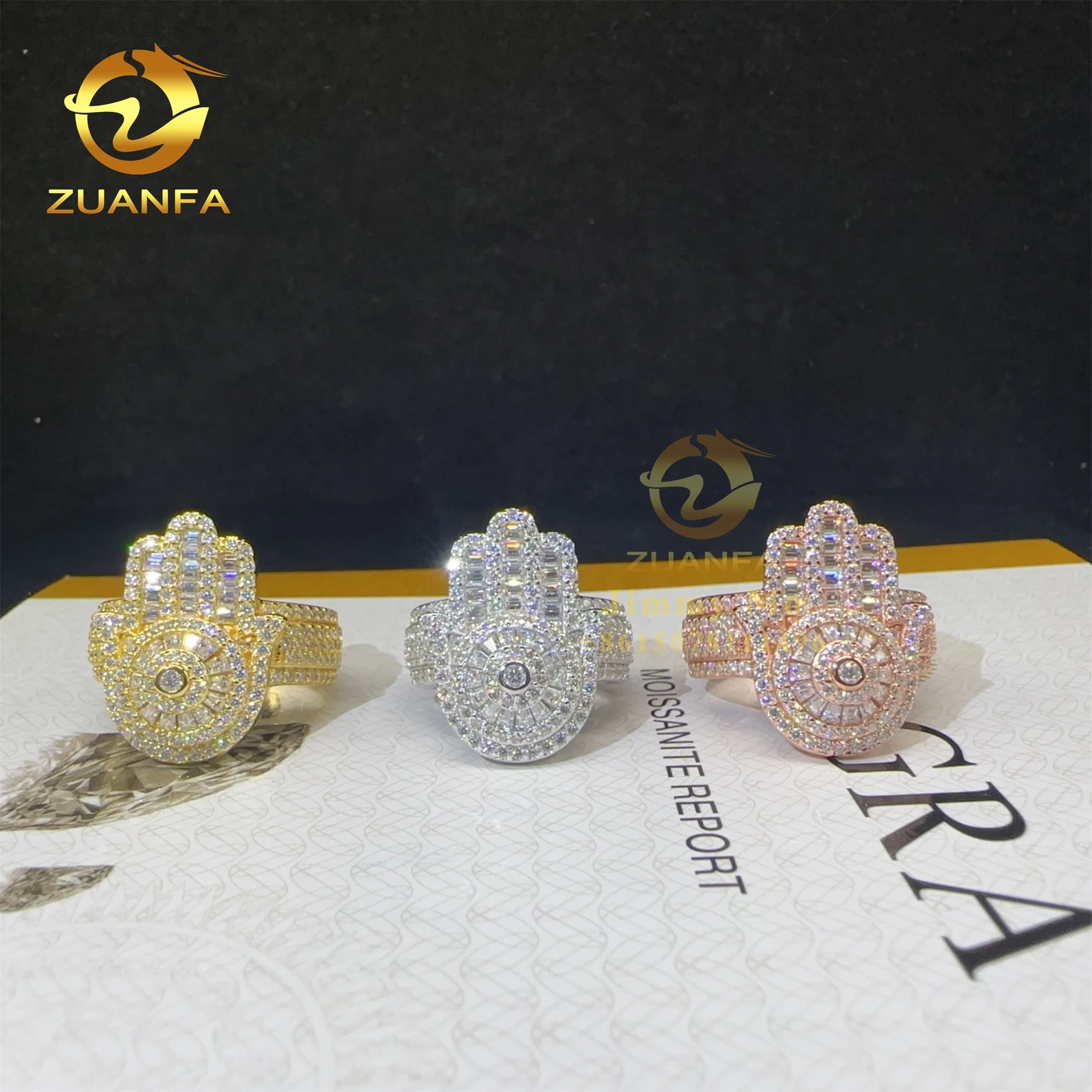 Hamsa Ring Aus 925 Sterling Silber Mit Vvs Moissanit Hip Hop_voghion.com