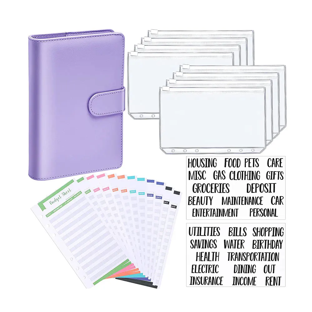 holographic marble custom wholesale designer A5 A6 money organizer notebook planner system cash envelope wallet budget binders