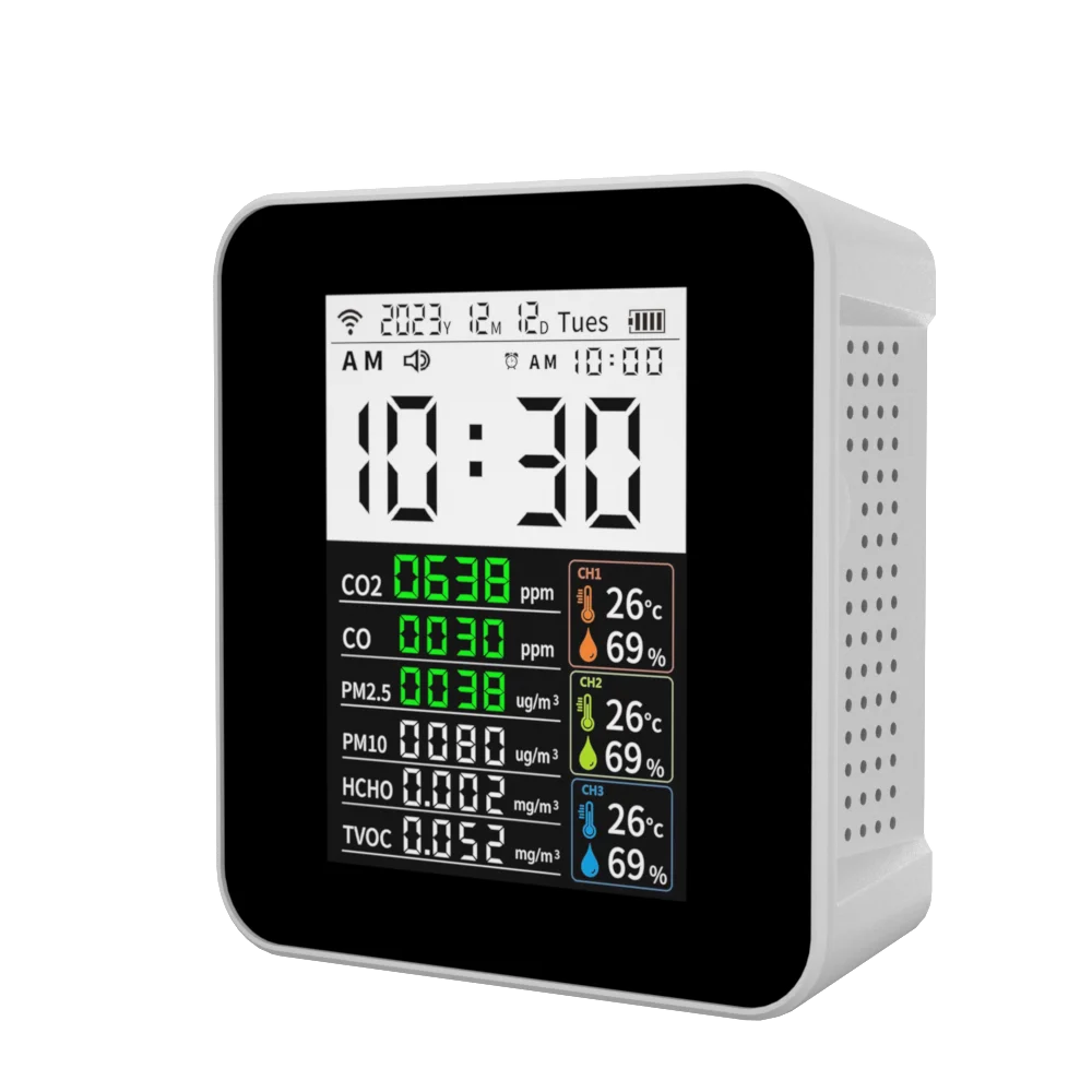 Digital Temperature & Humidity Meter with Air Quality Detector Handheld Carbon Dioxide PM2.5 Monitor 16-1 CO2 Gas Analyzers
