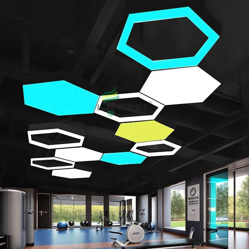 Restaurant bar Home Decoration LED Batten Linear Pendant Luxury Chandelier Office Ceiling Hexagonal Linear Light for Living Room