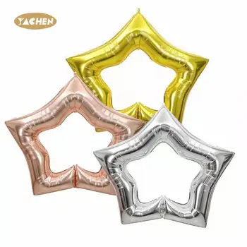 Large Sized Perforated Five Pointed Star Aluminum Foil Balloon for Party Decoration Balloon